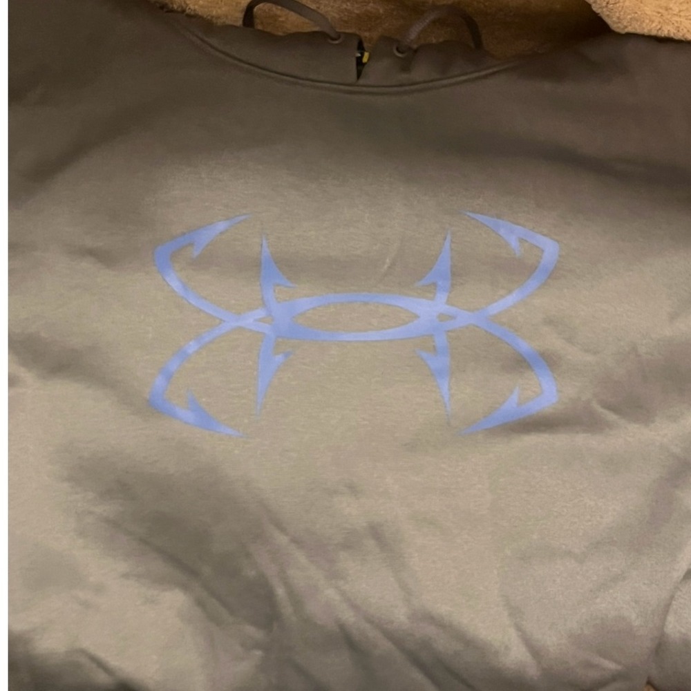 Under Armour Hoodie‎ Mens XL Gray Pullover Fishing Logo Loose Fit